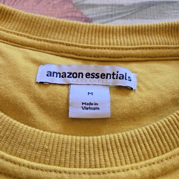 3/$25 Amazon Essentials Crew Neck Sweatshirt Marigold Mustard Yellow Cotton - Picture 5 of 10